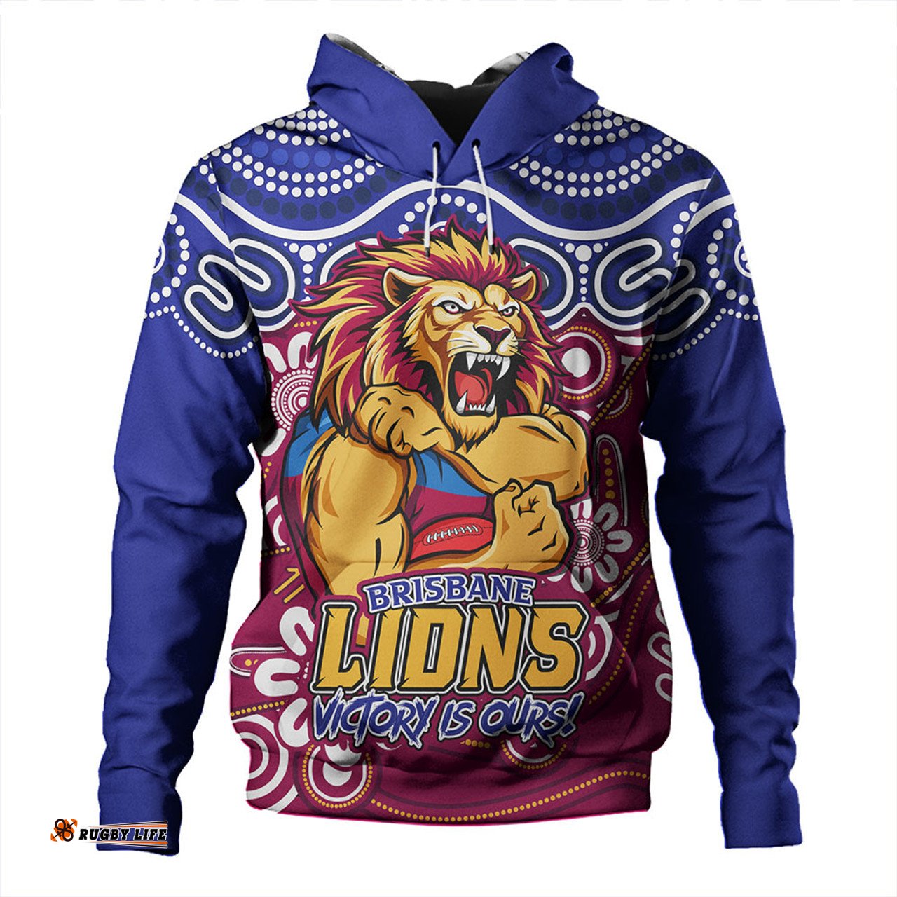 Amazing Aussie Brisbane Lions Aboriginal Inspired Tough Fan Football For Life Hoodie