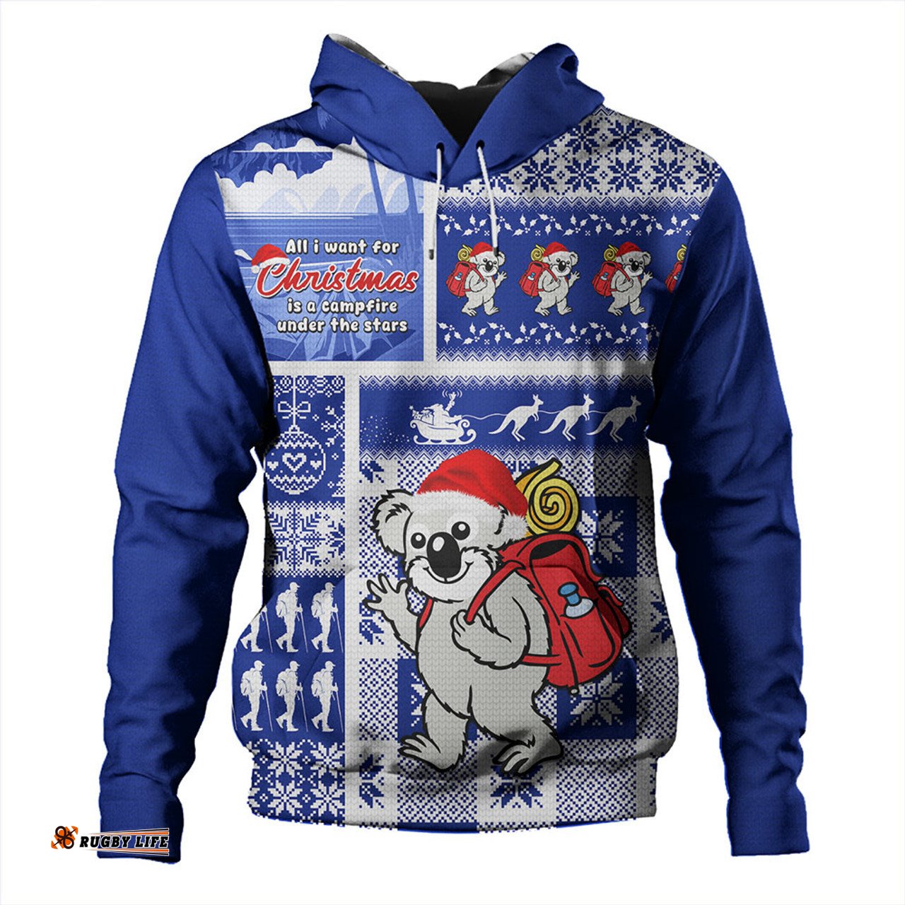 Amazing Aussie Australia Koala Wonderland Christmas Blue Hoodie