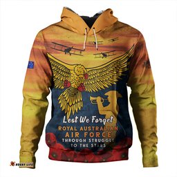 Amazing Aussie Australia Anzac Day Lest We Forget Royal Australian Air Force Hoodie
