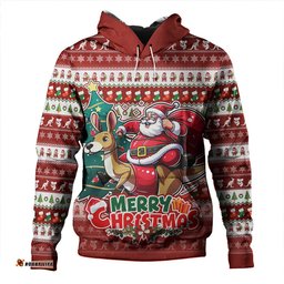 Amazing Aussie Australia Merry Christmas, Santa Claus Riding A Kangaroo Hoodie