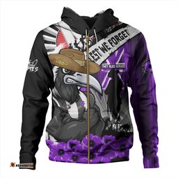 Amazing Aussie Collingwood ANZAC Day Honor Purple Valor And Spirit Hoodie