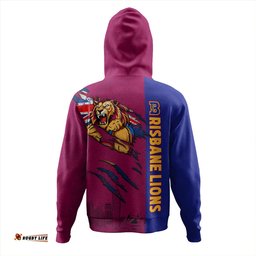 Amazing Aussie Brisbane Lions Burning Passion Of Power Scratch Style Hoodie