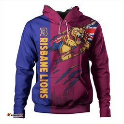 Amazing Aussie Brisbane Lions Burning Passion Of Power Scratch Style Hoodie
