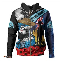 Amazing Aussie Cronulla Sutherland Sharks United In Spirit Anzac Day Tribute Hoodie