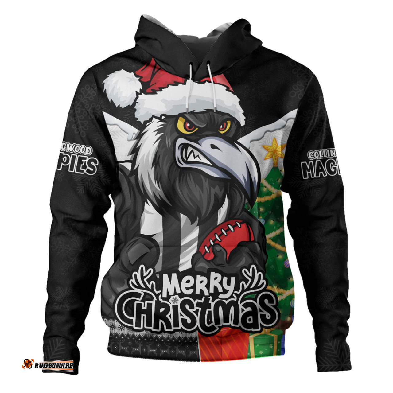 Amazing Aussie Collingwood Santa Scoring Touchdown On Christmas Game Day Hoodie