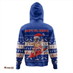 Amazing Aussie Australia Merry Christmas Mate Surf's Up Santa Blue Hoodie