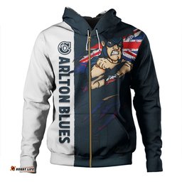 Amazing Aussie Carlton Burning Passion Of Power Scratch Style Hoodie