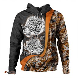 Amazing Aussie Australia Warratah Goanna Aboriginal Waratah Flowers With Orange Lizards, Stones, Sand Dot Art Painting Inspired Hoodie