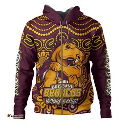 Amazing Aussie Brisbane Broncos Aboriginal Inspired Tough Fan Rugby For Life Hoodie