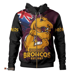Amazing Aussie Brisbane Broncos Heart Of A Fighter Tough And Fearless Hoodie