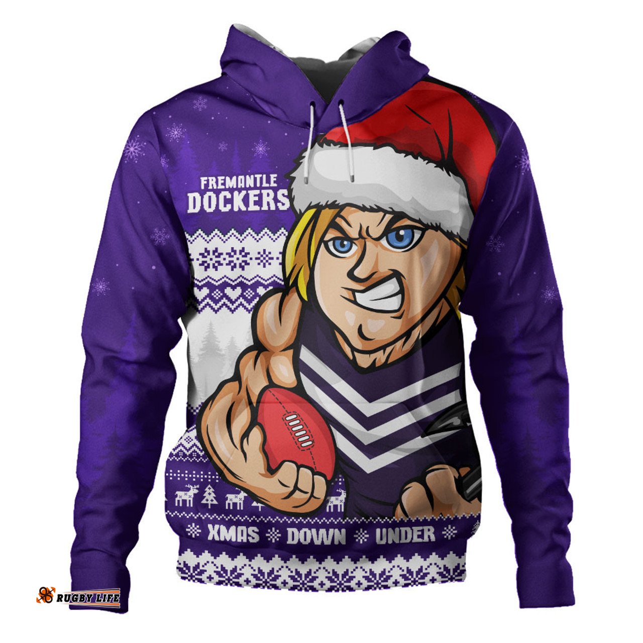 Amazing Aussie Fremantle Merry Christmas Down Under Footy Power Style Hoodie