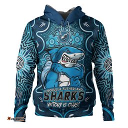 Amazing Aussie Cronulla Sutherland Sharks Aboriginal Pattern Inspired Victory Is Ours Hoodie
