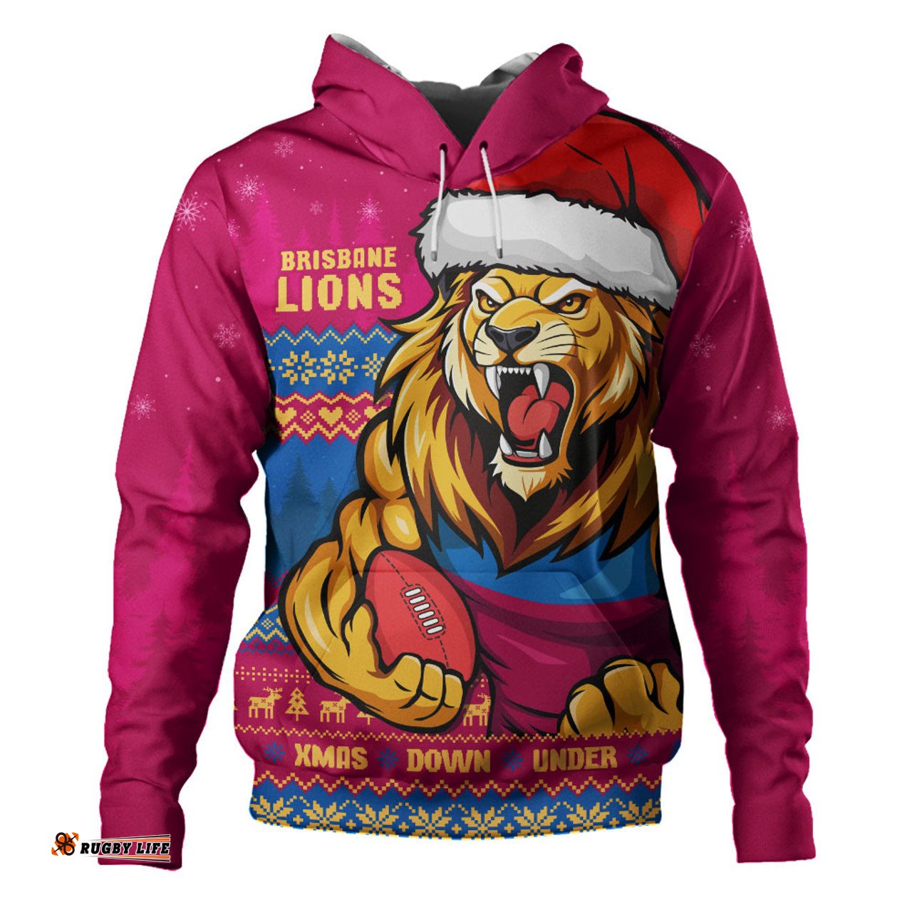 Amazing Aussie Brisbane Lions Merry Christmas Down Under Footy Power Style Hoodie