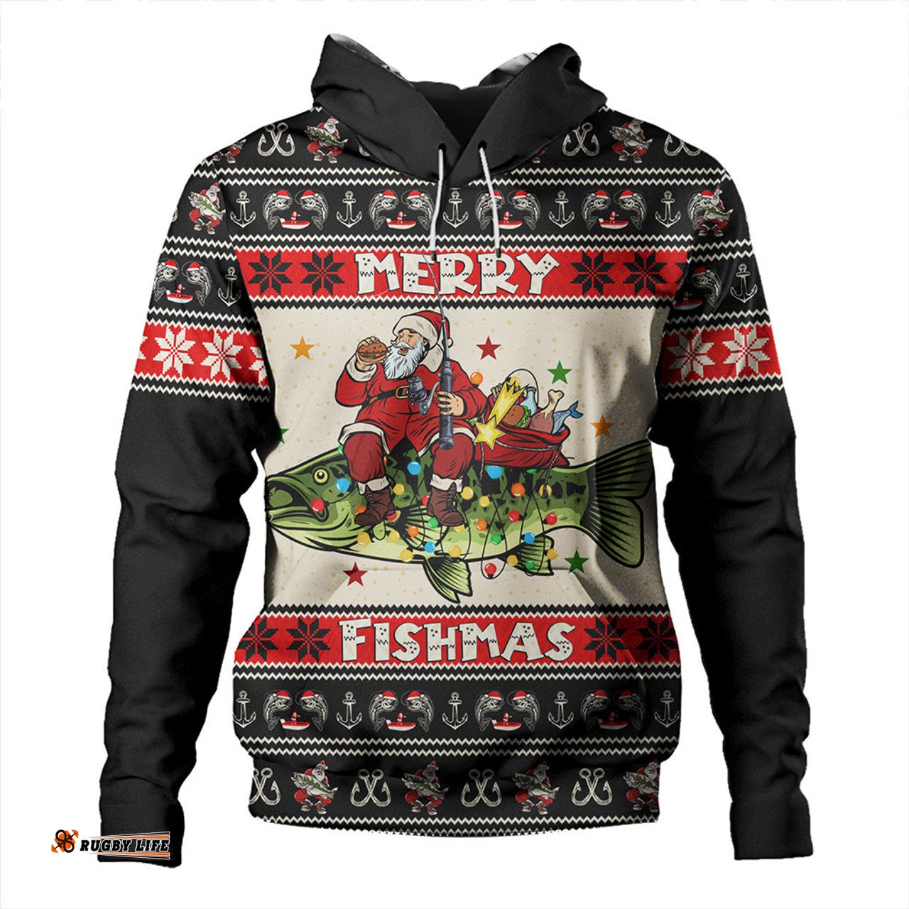 Amazing Aussie Australia Fishing Santa Ugly Christmas Hoodie