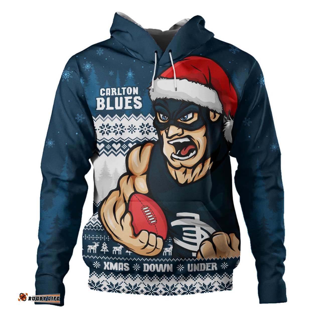 Amazing Aussie Carlton Merry Christmas Down Under Footy Power Style Hoodie