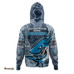 Amazing Aussie Cronulla Sutherland Sharks Grand Final Custom Custom Cronulla Sutherland Sharks and Sutherland Sharkies With Contemporary Style Of Aboriginal Painting Hoodie