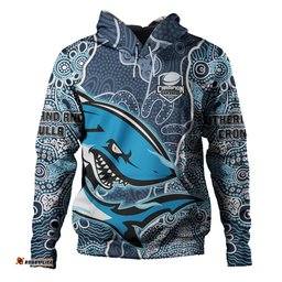 Amazing Aussie Cronulla Sutherland Sharks Grand Final Custom Custom Cronulla Sutherland Sharks and Sutherland Sharkies With Contemporary Style Of Aboriginal Painting Hoodie