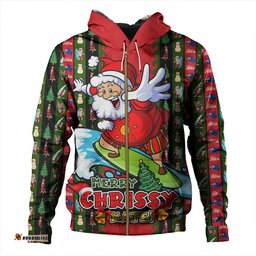 Amazing Aussie Australia Merry Chrissy Mate Santa Claus Surf Edition Hoodie