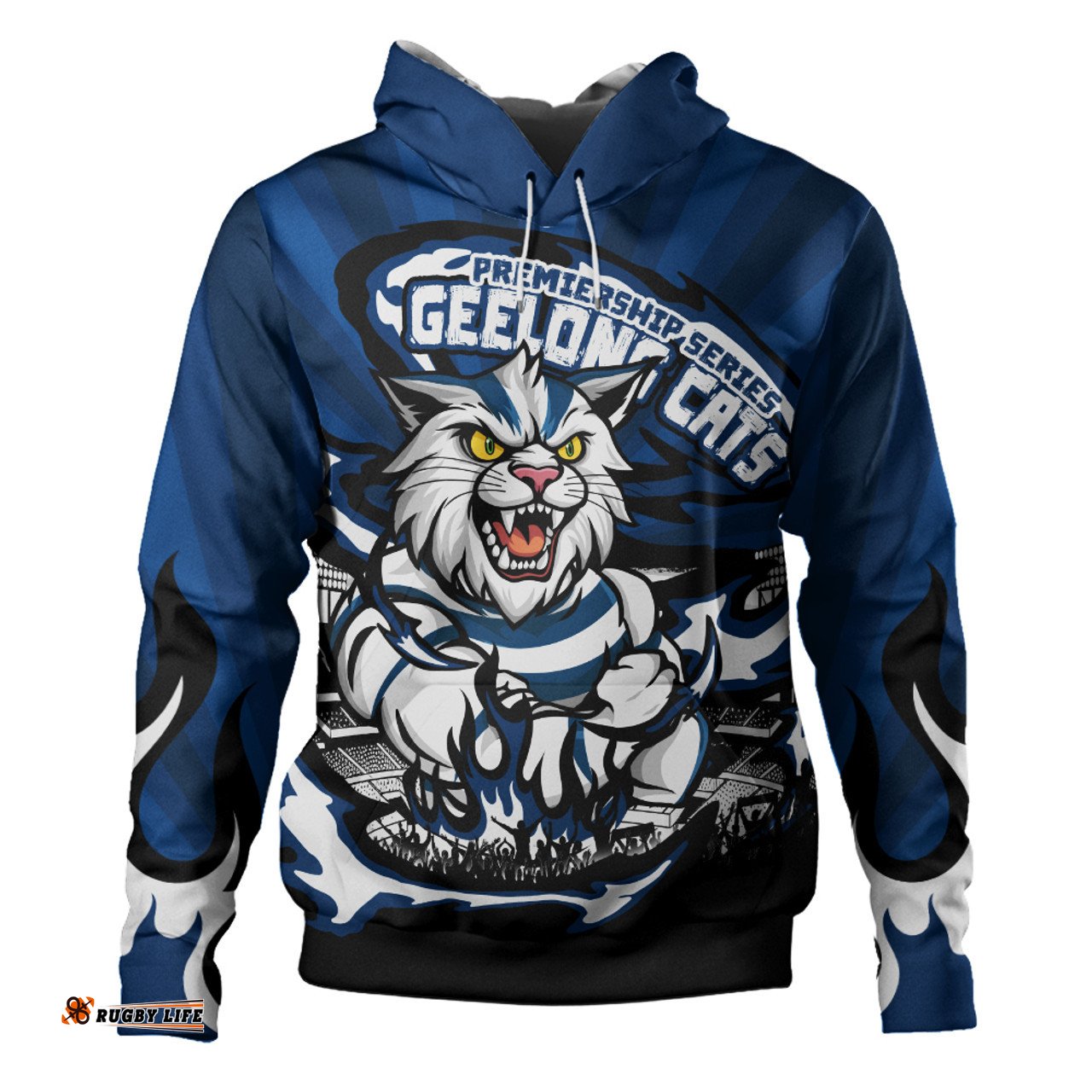 Amazing Aussie Geelong Cats Premiership Series Flame Edition Hoodie
