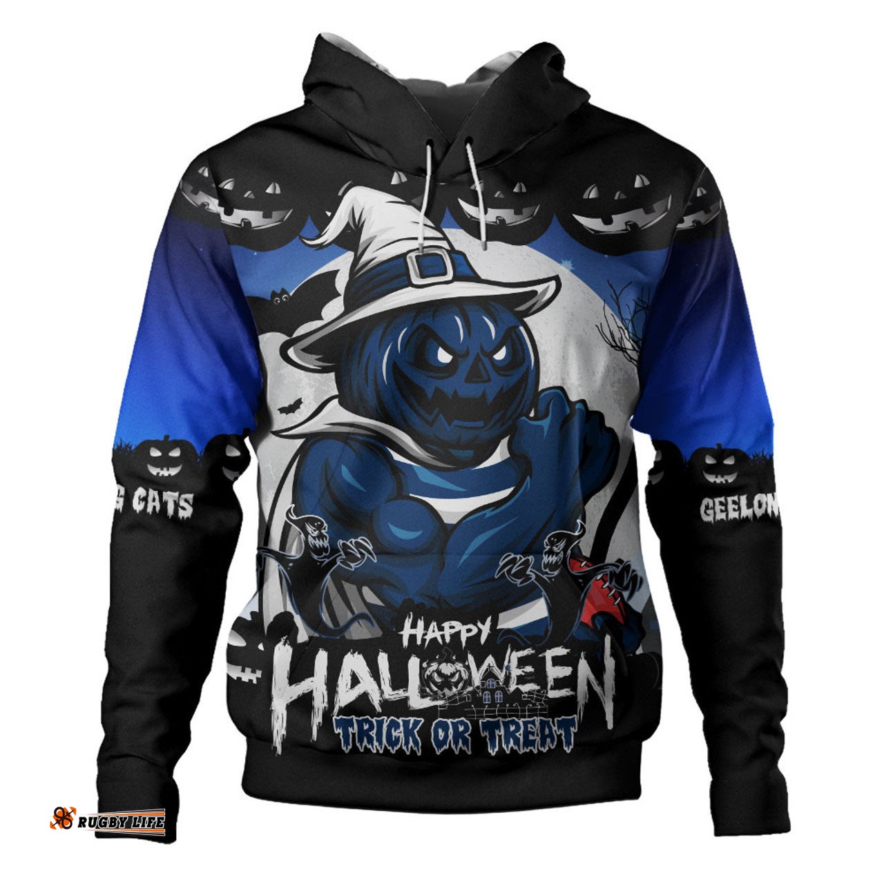 Amazing Aussie Geelong Cats Dark Pumpkin Halloween Spirit Hoodie