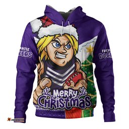 Amazing Aussie Fremantle Santa Scoring Touchdown On Christmas Game Day Hoodie