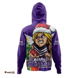 Amazing Aussie Fremantle Santa Scoring Touchdown On Christmas Game Day Hoodie