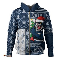 Amazing Aussie Geelong Cats Merry Christmas Knit Style Festive Spirit Hoodie