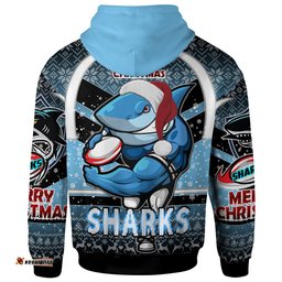 Amazing Aussie Cronulla Sutherland Sharks Christmas Custom Cronulla Sutherland Sharks Merry Christmas With Snowflake Pattern Hoodie