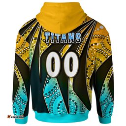 Amazing Aussie Gold Coast Titans Custom Gold Coast Titans Ball Aboriginal Inspired Style Personalised Player And Number Hoodie