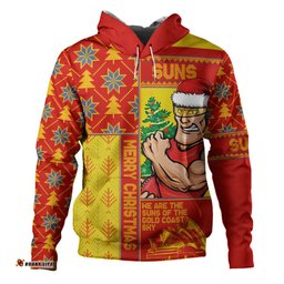 Amazing Aussie Gold Coast SUNS Merry Christmas Knit Style Festive Spirit Hoodie