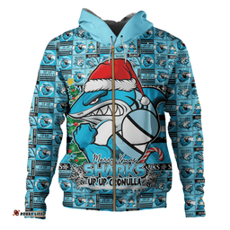 Amazing Aussie Cronulla Sutherland Sharks Merry Ugly Christmas Comic Style Hoodie