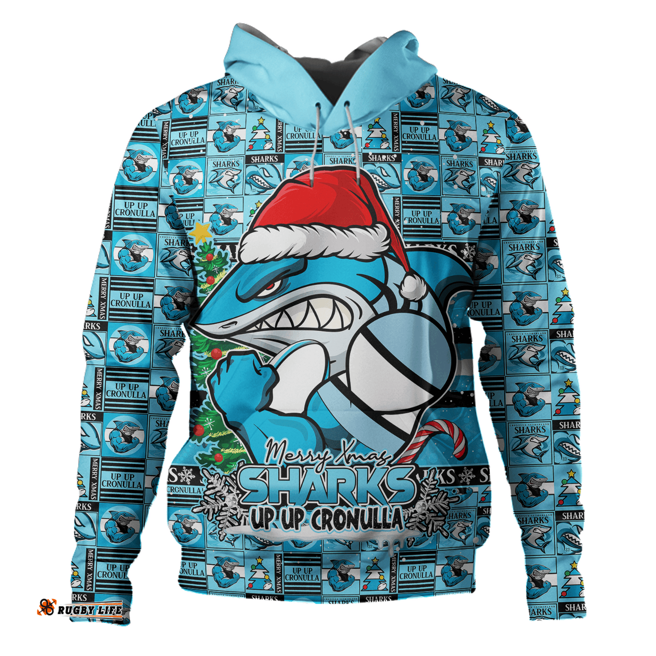 Amazing Aussie Cronulla Sutherland Sharks Merry Ugly Christmas Comic Style Hoodie