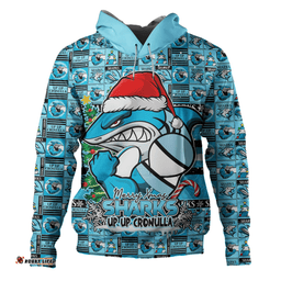 Amazing Aussie Cronulla Sutherland Sharks Merry Ugly Christmas Comic Style Hoodie