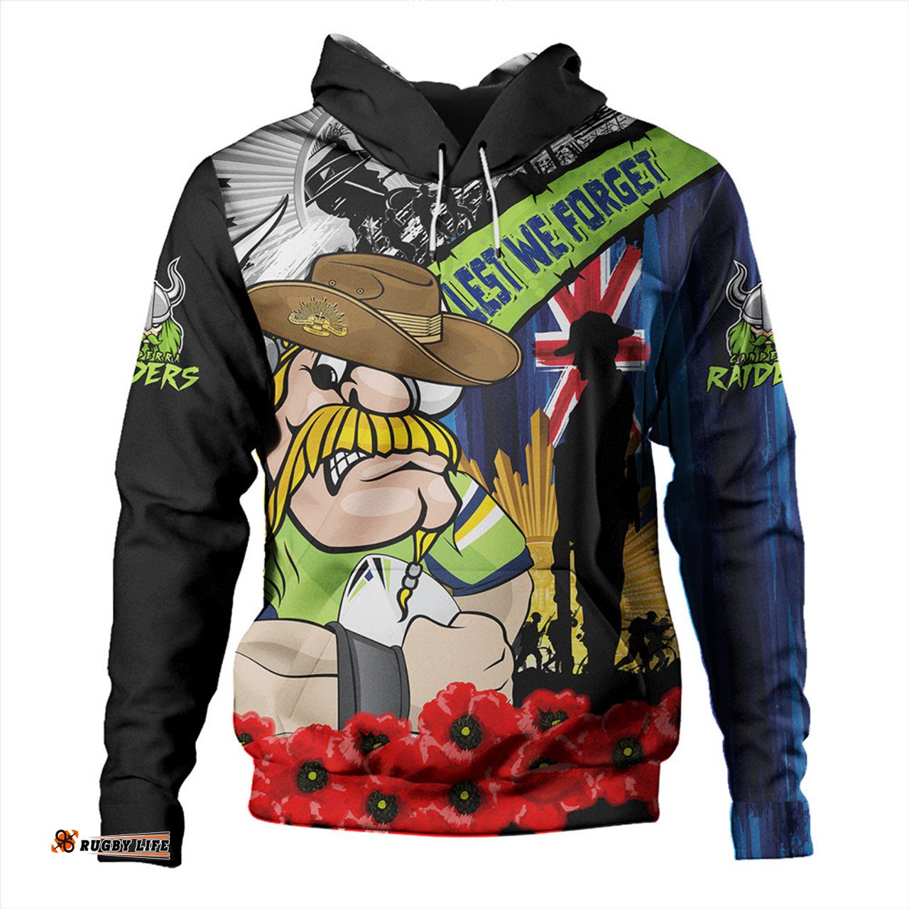 Amazing Aussie Canberra Raiders United In Spirit Anzac Day Tribute Hoodie