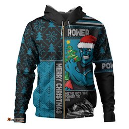 Amazing Aussie Port Adelaide Merry Christmas Knit Style Festive Spirit Hoodie
