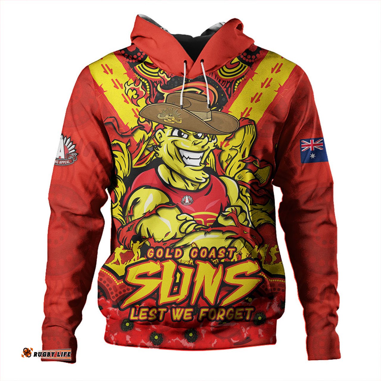 Amazing Aussie Gold Coast SUNS Ripped Legacy Of The Game The ANZAC Spirit Lives On Hoodie