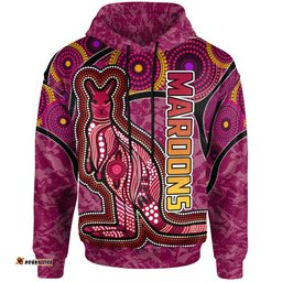 Amazing Aussie Maroons Rugby Custom Maroons Kangaroo Hoodie