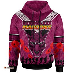Amazing Aussie Maroons Rugby Custom Anzac Maroons Hoodie