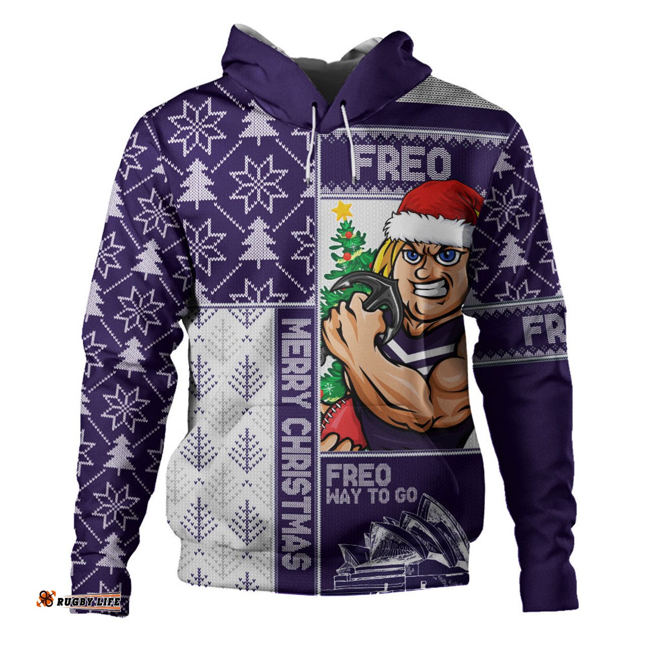 Amazing Aussie Fremantle Merry Christmas Knit Style Festive Spirit Hoodie
