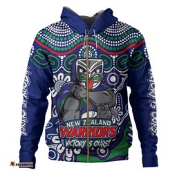 Amazing Aussie New Zealand Warriors Aboriginal Inspired Tough Fan Rugby For Life Hoodie