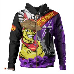 Amazing Aussie Gold Coast SUNS ANZAC Day Honor Purple Valor And Spirit Hoodie