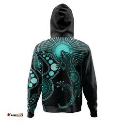 Amazing Aussie Indigenous Australian Aboriginal Turquoise Dreaming Gecko Spirit Hoodie