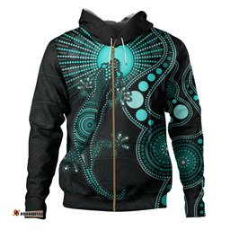 Amazing Aussie Indigenous Australian Aboriginal Turquoise Dreaming Gecko Spirit Hoodie