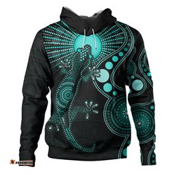 Amazing Aussie Indigenous Australian Aboriginal Turquoise Dreaming Gecko Spirit Hoodie