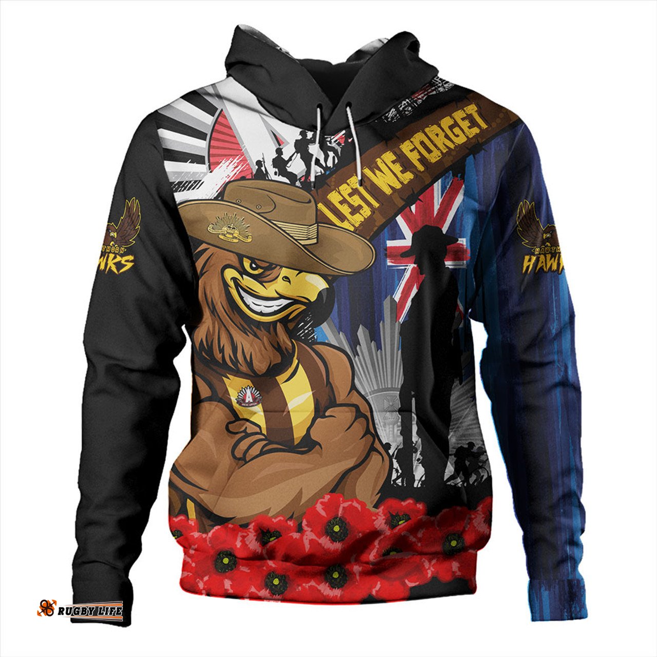 Amazing Aussie Hawthorn Anzac Day Honor United In Spirit Hoodie