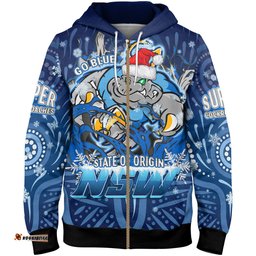 Amazing Aussie Cockroaches Christmas Custom NSW Blues Cockroaches Mascot With Aboriginal Inspired Christmas Hoodie