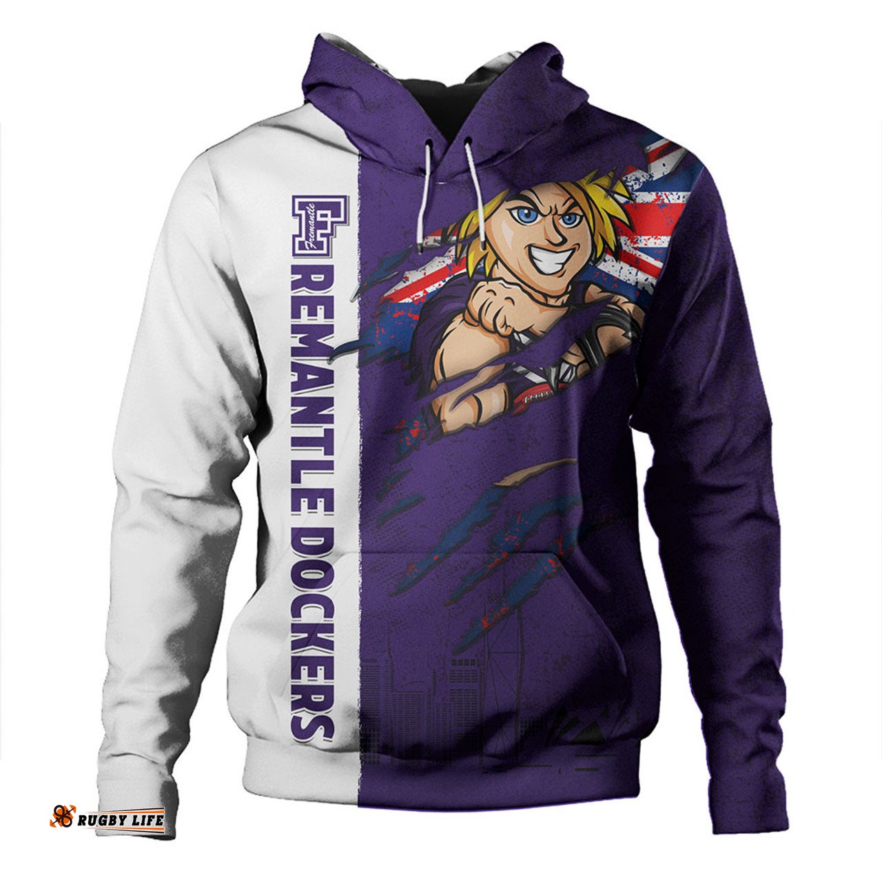 Amazing Aussie Fremantle Burning Passion Of Power Scratch Style Hoodie