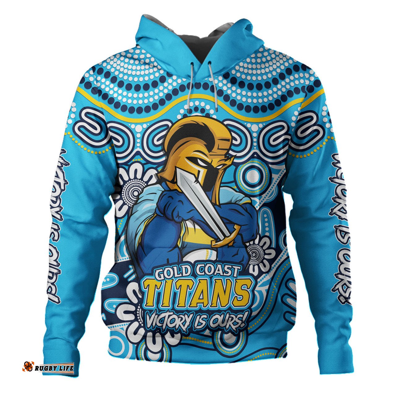 Amazing Aussie Gold Coast Titans Aboriginal Inspired Tough Fan Rugby For Life Hoodie