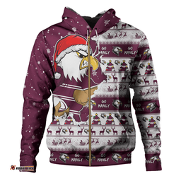 Amazing Aussie Manly Warringah Sea Eagles Merry Christmas Our Beloved Team Scratch Style Hoodie