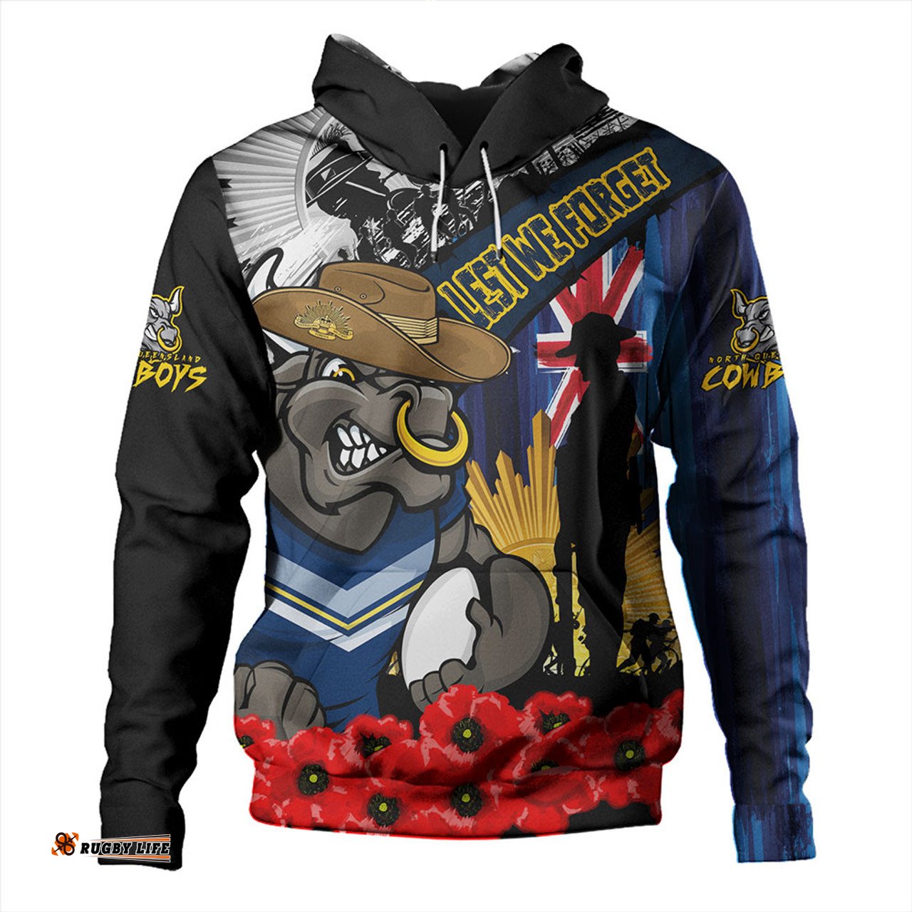 Amazing Aussie North Queensland Cowboys United In Spirit Anzac Day Tribute Hoodie
